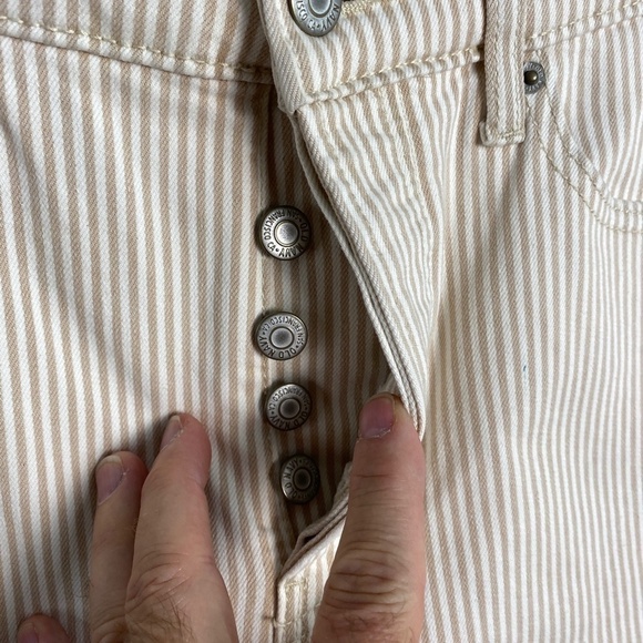 Old Navy Women's Beige Striped Extra High Rise Cotton Pants Size 10 Straight Leg - Picture 4 of 16